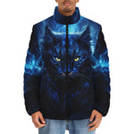 Down-Padded Puffer Jacket Cat in Blue Flames