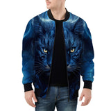 Bomber Jacket Cat in Blue Flames