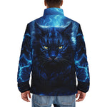 Down-Padded Puffer Jacket Cat in Blue Flames