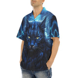 Hawaiian Shirt Cat in Blue Flames