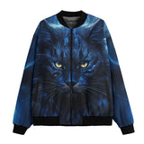 Bomber Jacket Cat in Blue Flames