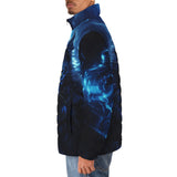 Down-Padded Puffer Jacket Cat in Blue Flames