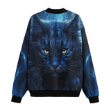 Bomber Jacket Cat in Blue Flames