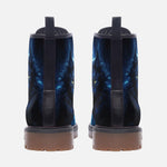 Leather Boots Cat in Blue Flames