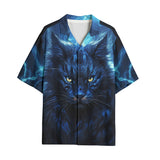 Hawaiian Shirt Cat in Blue Flames