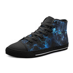 High-Top Canvas Shoes Mysterious Cat in Blue Aura