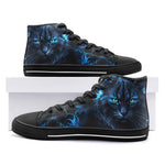 High-Top Canvas Shoes Mysterious Cat in Blue Aura