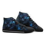 High-Top Canvas Shoes Mysterious Cat in Blue Aura
