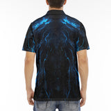 Men's Polo Shirt Mysterious Cat in Blue Aura