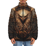 Down-Padded Puffer Jacket Steampunk Stylized Eagle with Wings