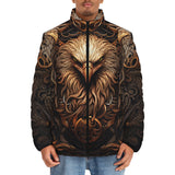 Down-Padded Puffer Jacket Steampunk Stylized Eagle with Wings
