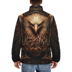 Down-Padded Puffer Jacket Steampunk Stylized Eagle with Wings
