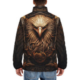 Down-Padded Puffer Jacket Steampunk Stylized Eagle with Wings