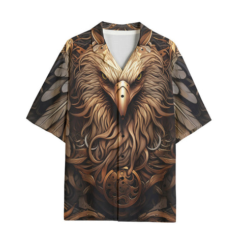 Hawaiian Shirt Steampunk Stylized Eagle with Wings