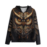 Men's Zip Up Hoodie Fantasy Bronze Owl