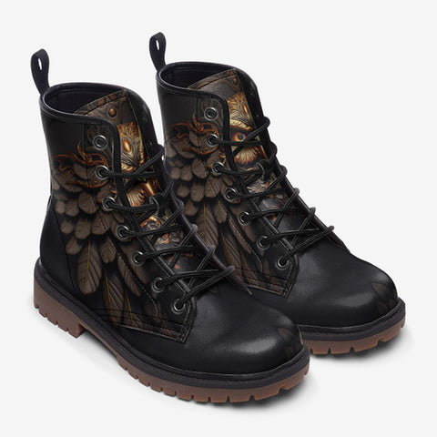 Leather Boots Fantasy Bronze Owl