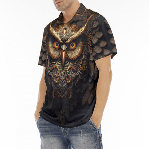 Men's Polo Shirt Fantasy Bronze Owl