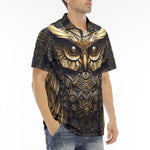 Men's Polo Shirt Golden Owl with Gears