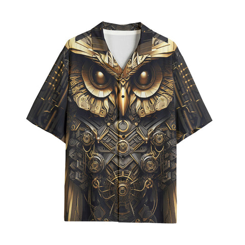 Hawaiian Shirt Golden Owl with Gears