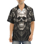 Hawaiian Shirt Gothic Silver Skull with Roses