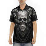 Men's Polo Shirt Gothic Silver Skull with Roses