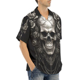 Hawaiian Shirt Gothic Silver Skull with Roses