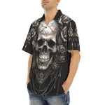 Hawaiian Shirt Gothic Silver Skull with Roses