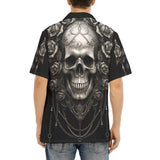 Hawaiian Shirt Gothic Silver Skull with Roses