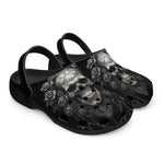 Classic Clogs Gothic Silver Skull with Roses