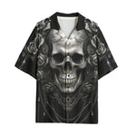 Hawaiian Shirt Gothic Silver Skull with Roses