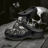 Classic Clogs Gothic Silver Skull with Roses
