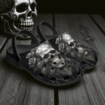 Classic Clogs Gothic Silver Skull with Roses