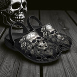 Classic Clogs Gothic Silver Skull with Roses
