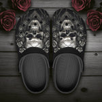 Classic Clogs Gothic Silver Skull with Roses