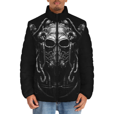 Down-Padded Puffer Jacket Scary Mask with Pipes and Wires