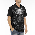 Men's Polo Shirt Scary Mask with Pipes and Wires