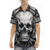 Men's Polo Shirt Skull with Gears and Clock