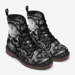 Leather Boots Skull with Gears and Clock