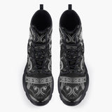 Casual Leather Chunky Boots Skull with Gears and Clock