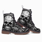 Leather Boots Skull with Gears and Clock