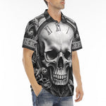 Men's Polo Shirt Skull with Gears and Clock