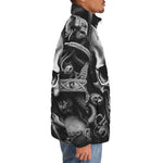 Down-Padded Puffer Jacket Skull with Gears and Clock