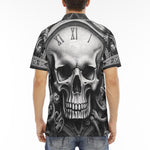 Men's Polo Shirt Skull with Gears and Clock