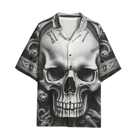 Hawaiian Shirt Skull with Gears and Clock