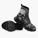 Casual Leather Chunky Boots Skull with Gears and Clock