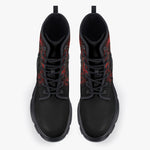 Casual Leather Chunky Boots Dark Fantasy Red Tiger
