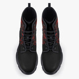 Casual Leather Chunky Boots Dark Fantasy Red Tiger