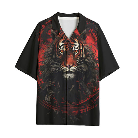 Hawaiian Shirt Dark Fantasy Red Tiger