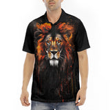 Men's Polo Shirt Lion Watercolor Painting