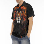 Men's Polo Shirt Lion Watercolor Painting